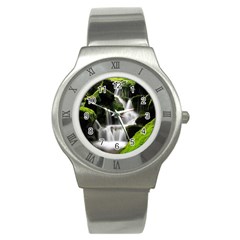 Waterfall Moss Korea Mountain Valley Green Forest Stainless Steel Watch by Ndabl3x