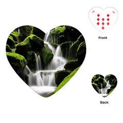 Waterfall Moss Korea Mountain Valley Green Forest Playing Cards Single Design (heart) by Ndabl3x