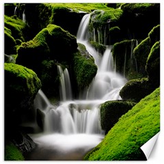 Waterfall Moss Korea Mountain Valley Green Forest Canvas 12  X 12  by Ndabl3x