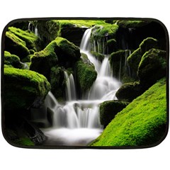 Waterfall Moss Korea Mountain Valley Green Forest Fleece Blanket (mini) by Ndabl3x