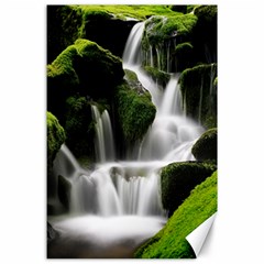 Waterfall Moss Korea Mountain Valley Green Forest Canvas 24  X 36  by Ndabl3x