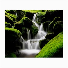 Waterfall Moss Korea Mountain Valley Green Forest Small Glasses Cloth (2 Sides) by Ndabl3x