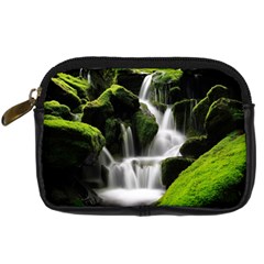 Waterfall Moss Korea Mountain Valley Green Forest Digital Camera Leather Case by Ndabl3x