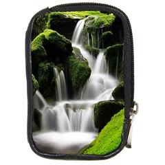 Waterfall Moss Korea Mountain Valley Green Forest Compact Camera Leather Case by Ndabl3x