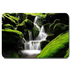 Waterfall Moss Korea Mountain Valley Green Forest Large Doormat by Ndabl3x