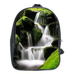 Waterfall Moss Korea Mountain Valley Green Forest School Bag (large) by Ndabl3x