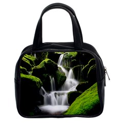 Waterfall Moss Korea Mountain Valley Green Forest Classic Handbag (two Sides) by Ndabl3x