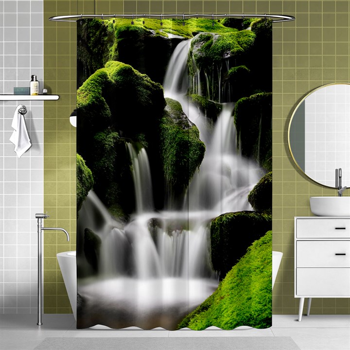 Waterfall Moss Korea Mountain Valley Green Forest Shower Curtain 48  x 72  (Small) 