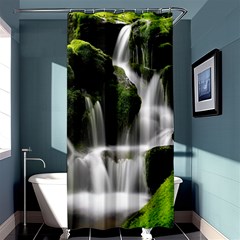 Waterfall Moss Korea Mountain Valley Green Forest Shower Curtain 36  X 72  (stall)  by Ndabl3x