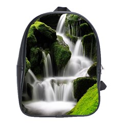 Waterfall Moss Korea Mountain Valley Green Forest School Bag (xl) by Ndabl3x