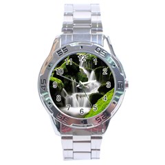 Waterfall Moss Korea Mountain Valley Green Forest Stainless Steel Analogue Watch by Ndabl3x