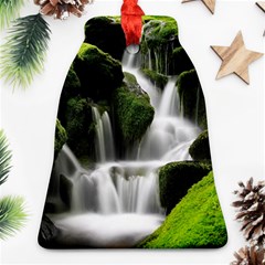 Waterfall Moss Korea Mountain Valley Green Forest Bell Ornament (two Sides) by Ndabl3x