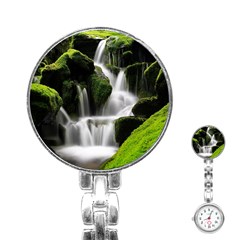 Waterfall Moss Korea Mountain Valley Green Forest Stainless Steel Nurses Watch by Ndabl3x