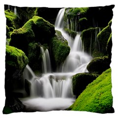 Waterfall Moss Korea Mountain Valley Green Forest Large Cushion Case (two Sides) by Ndabl3x