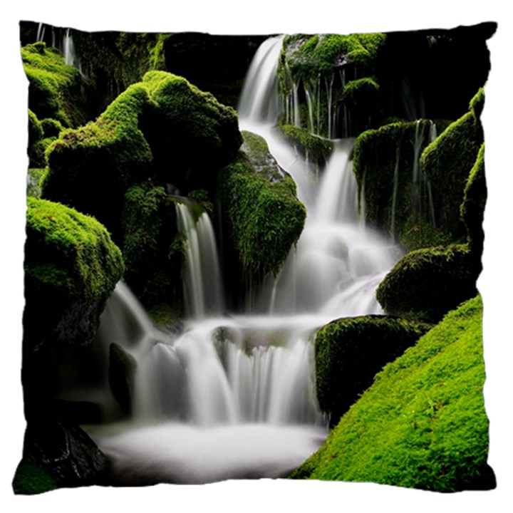 Waterfall Moss Korea Mountain Valley Green Forest Large Cushion Case (Two Sides)