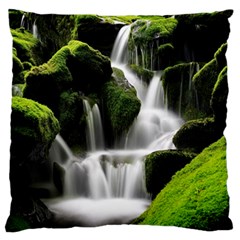 Waterfall Moss Korea Mountain Valley Green Forest Large Premium Plush Fleece Cushion Case (one Side)