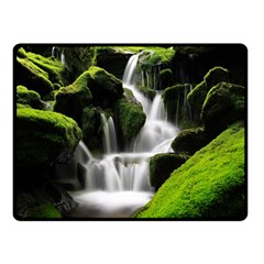 Waterfall Moss Korea Mountain Valley Green Forest Two Sides Fleece Blanket (small) by Ndabl3x