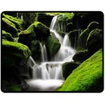 Waterfall Moss Korea Mountain Valley Green Forest Two Sides Fleece Blanket (Medium) 58.8 x47.4  Blanket Front