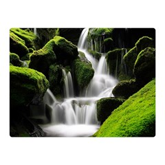 Waterfall Moss Korea Mountain Valley Green Forest Two Sides Premium Plush Fleece Blanket (mini) by Ndabl3x