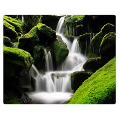 Waterfall Moss Korea Mountain Valley Green Forest Two Sides Premium Plush Fleece Blanket (medium) by Ndabl3x