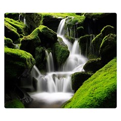 Waterfall Moss Korea Mountain Valley Green Forest Two Sides Premium Plush Fleece Blanket (small) by Ndabl3x