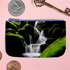 Waterfall Moss Korea Mountain Valley Green Forest Large Coin Purse by Ndabl3x