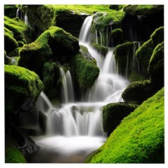 Waterfall Moss Korea Mountain Valley Green Forest Wooden Puzzle Square by Ndabl3x