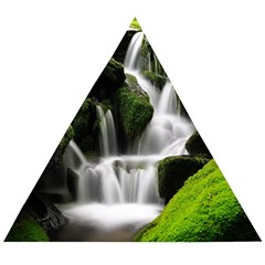 Waterfall Moss Korea Mountain Valley Green Forest Wooden Puzzle Triangle by Ndabl3x