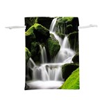 Waterfall Moss Korea Mountain Valley Green Forest Lightweight Drawstring Pouch (S) Back