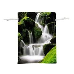 Waterfall Moss Korea Mountain Valley Green Forest Lightweight Drawstring Pouch (l) by Ndabl3x