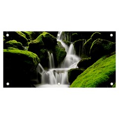 Waterfall Moss Korea Mountain Valley Green Forest Banner And Sign 6  X 3  by Ndabl3x