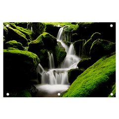 Waterfall Moss Korea Mountain Valley Green Forest Banner And Sign 6  X 4  by Ndabl3x