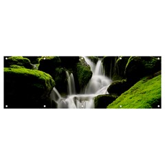 Waterfall Moss Korea Mountain Valley Green Forest Banner And Sign 12  X 4  by Ndabl3x