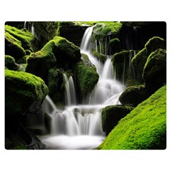 Waterfall Moss Korea Mountain Valley Green Forest Premium Plush Fleece Blanket (medium)