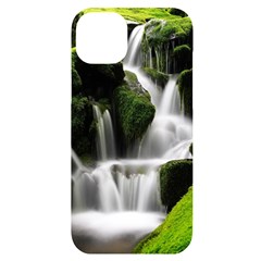 Waterfall Moss Korea Mountain Valley Green Forest Iphone 14 Plus Black Uv Print Case