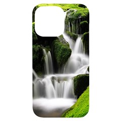 Waterfall Moss Korea Mountain Valley Green Forest Iphone 14 Pro Max Black Uv Print Case by Ndabl3x