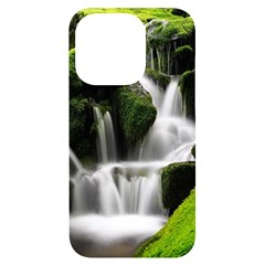 Waterfall Moss Korea Mountain Valley Green Forest Iphone 14 Pro Black Uv Print Case by Ndabl3x