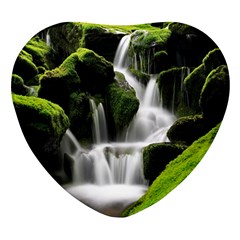 Waterfall Moss Korea Mountain Valley Green Forest Heart Glass Fridge Magnet (4 Pack)