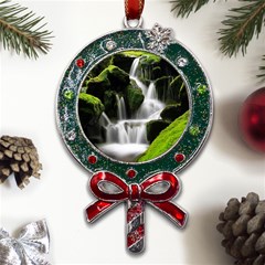 Waterfall Moss Korea Mountain Valley Green Forest Metal X mas Lollipop With Crystal Ornament by Ndabl3x