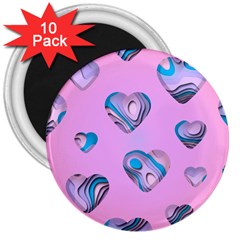 Hearts Pattern Love 3  Magnets (10 Pack)  by Ndabl3x