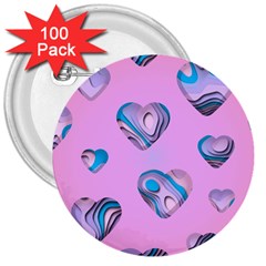 Hearts Pattern Love 3  Buttons (100 Pack) 