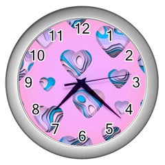 Hearts Pattern Love Wall Clock (silver) by Ndabl3x