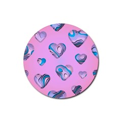 Hearts Pattern Love Rubber Round Coaster (4 Pack)