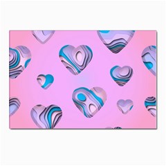 Hearts Pattern Love Postcards 5  X 7  (pkg Of 10)