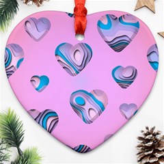 Hearts Pattern Love Heart Ornament (two Sides) by Ndabl3x