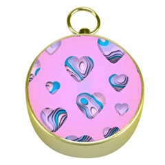 Hearts Pattern Love Gold Compasses