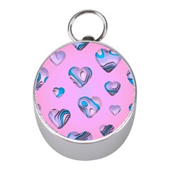 Hearts Pattern Love Mini Silver Compasses