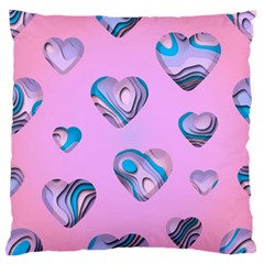 Hearts Pattern Love Large Premium Plush Fleece Cushion Case (two Sides) by Ndabl3x