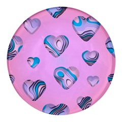 Hearts Pattern Love Round Glass Fridge Magnet (4 Pack) by Ndabl3x