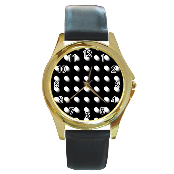 Background Dots Circles Graphic Round Gold Metal Watch